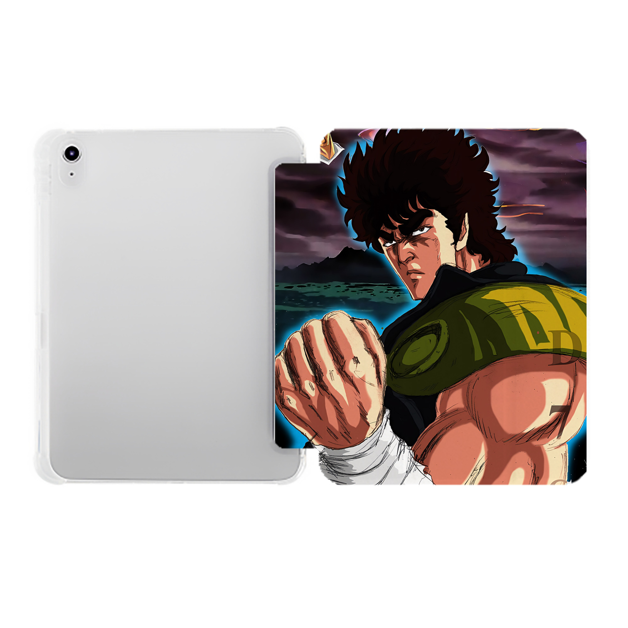（画像用） 北斗の拳 Fist of the North Star IPad ケース ペン収納付き 三つ折りスタンド PUレザー×シリコン 対応機種9.5/10.5/10.9インチ